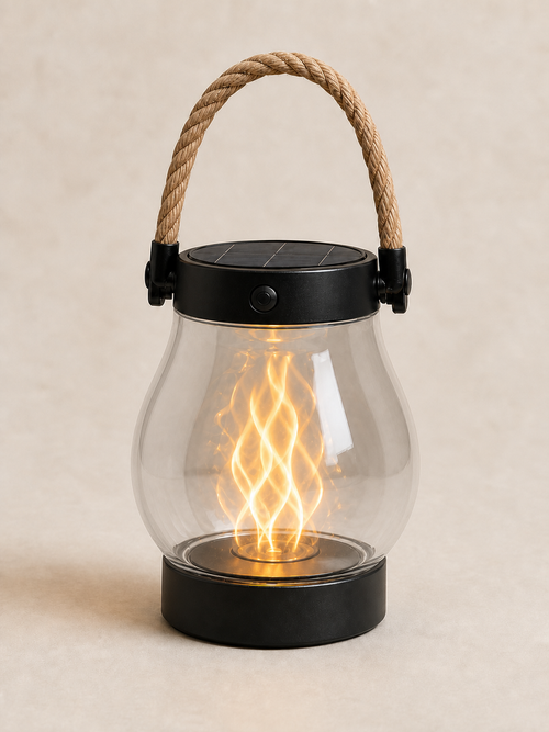 FLAMMLYKTAN med repöverdrag och levande flameffekt